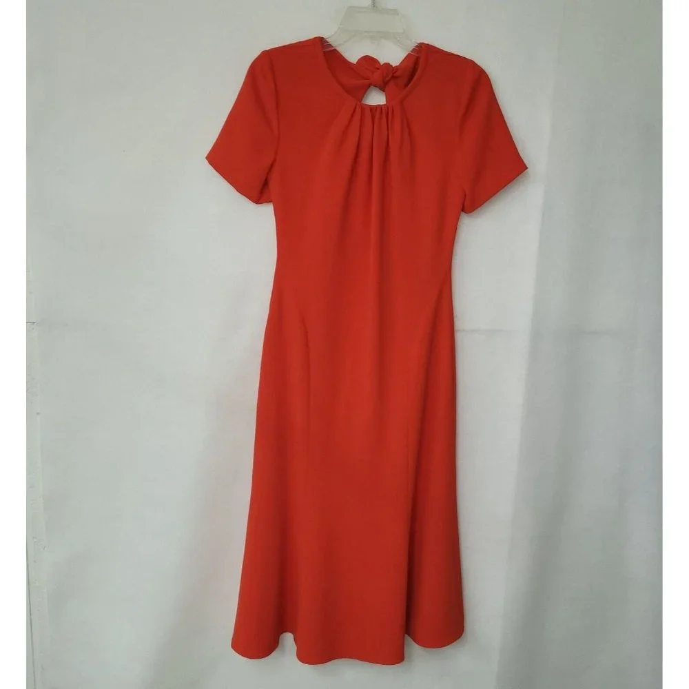 Diane Von Furstenberg Rose Scorn Dress Womens 4 Spicy Orange Cut Out Bow Back - Picture 2 of 16